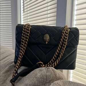 Kurt Geiger Black and Gold Quilted Shoulder Bag